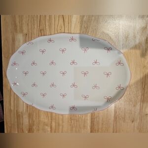 Godinger White Platter with Pink Bow Pattern